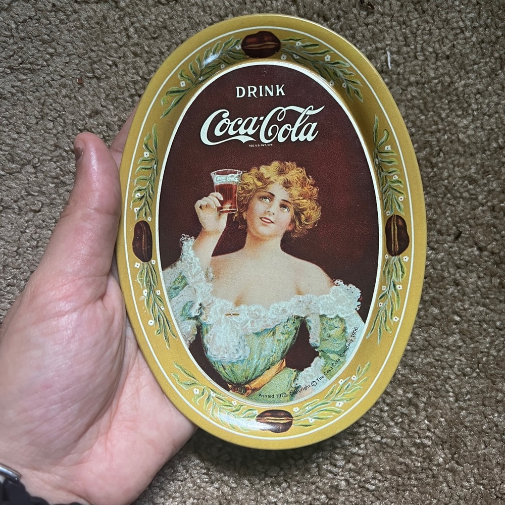 Small Metal Tray with Vintage Coca-Cola Advertising Print
